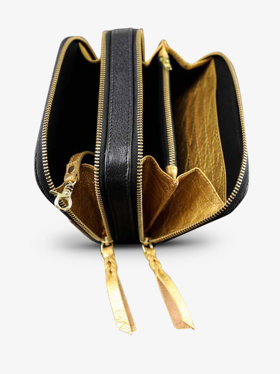 Foto-Innenansicht-Gürteltasche-Leder-Damen-schwarz-gold-Paula-schwarz-gold-Paul-Marius-M66-B-G