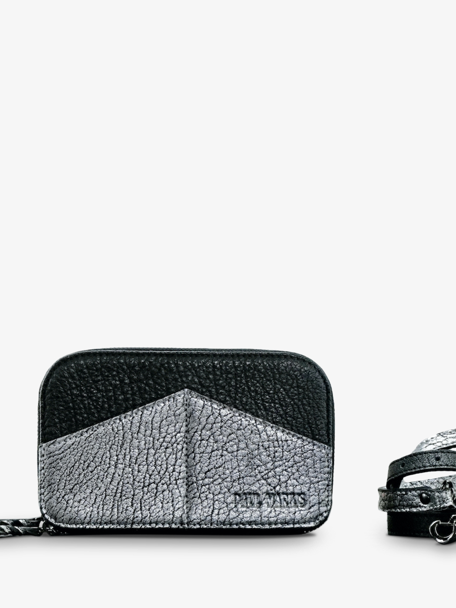 Foto-Seitenansicht-Gürteltasche-Leder-Damen-silber-schwarz-Paula-silber-schwarz-Paul-Marius-M66-S-B