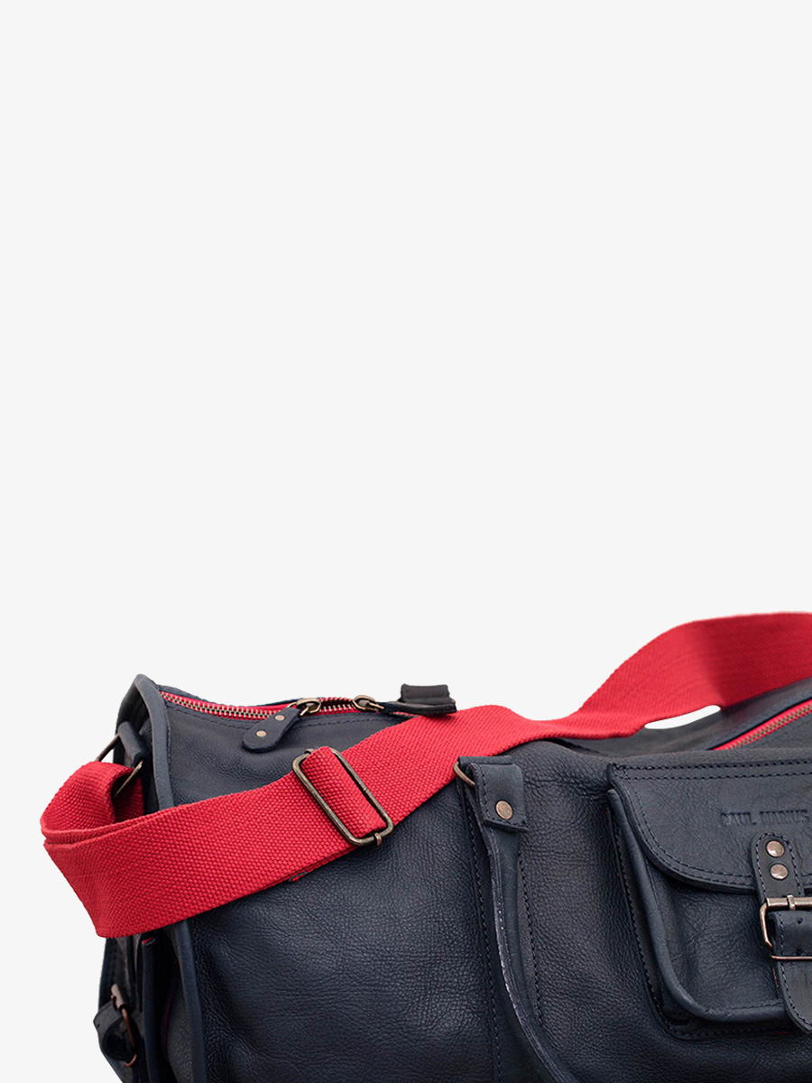 Foto-Rückansicht-Reisetasche aus Leder blau LeVoyageur XL petrolblau Paul Marius M08S60 PB