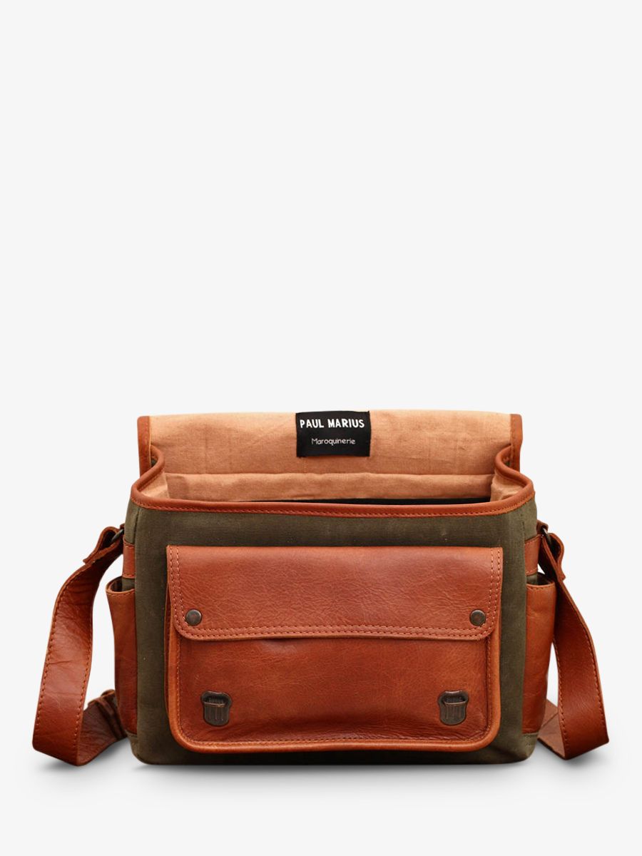 Foto-Seitenansicht-Fototasche-Fotografie-Leder-grün-LePetitReporter-Stoff-grün-kaki-Paul Marius-M10 GC