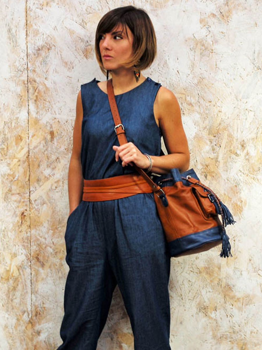 Foto-Tragetasche-Eimer-Ledertasche-Damen-braun-blau-LeFlâneur-natur-blau-Paul-Marius-M303-B-L