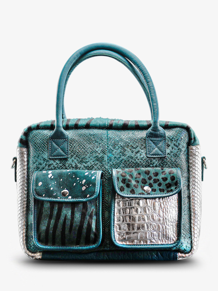 Foto-Vorderansicht-Aktentasche-Leder-Damen-blau-silber-ledandy-chimere-blau-pool-silber-paul-marius-w04-ch-blu-s