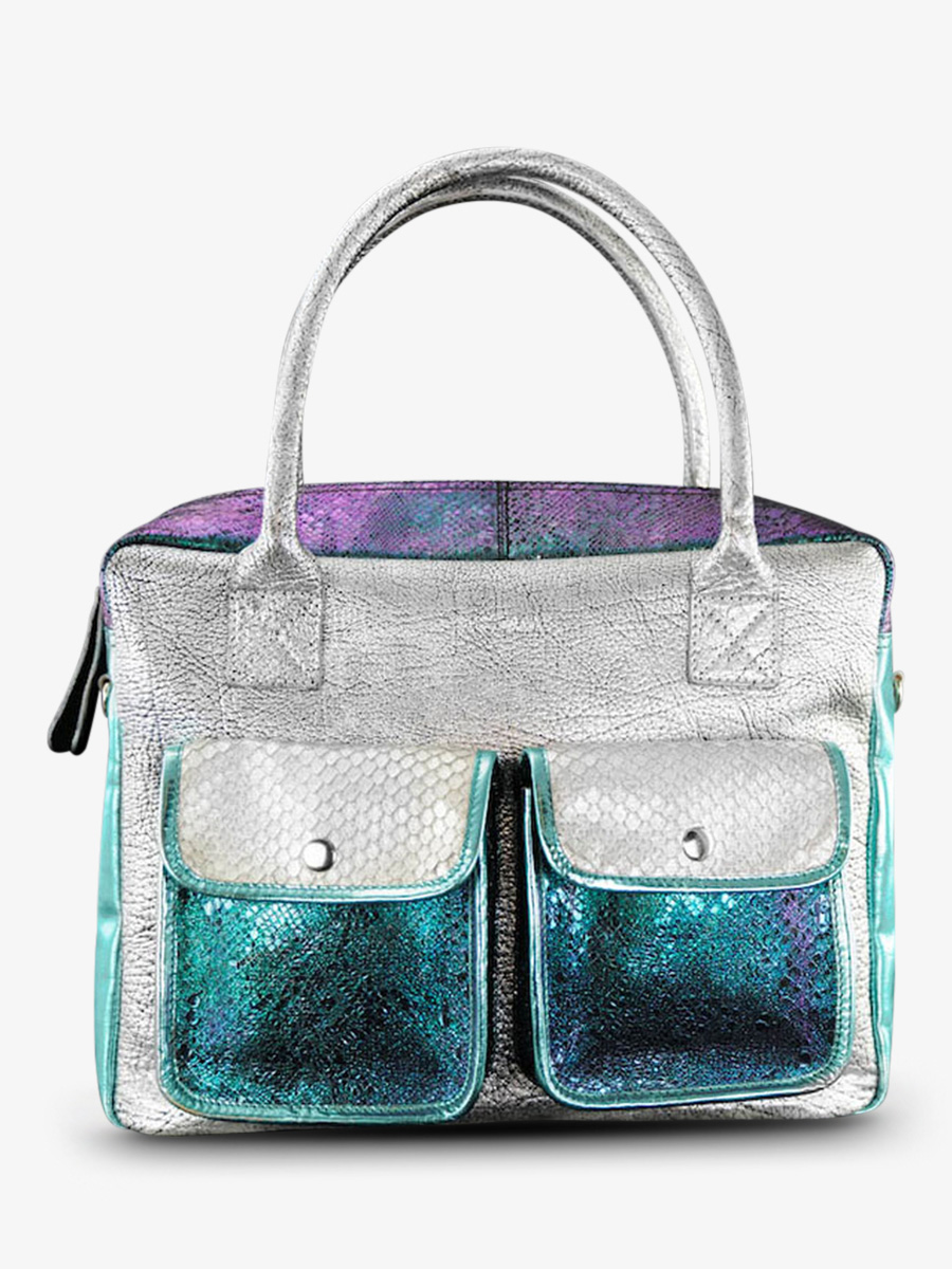 Foto-Vorderansicht-Aktentasche-Leder-Damen-blau-weiß-ledandy-chimere-fleece-paul-marius-w04-ch-s-blu