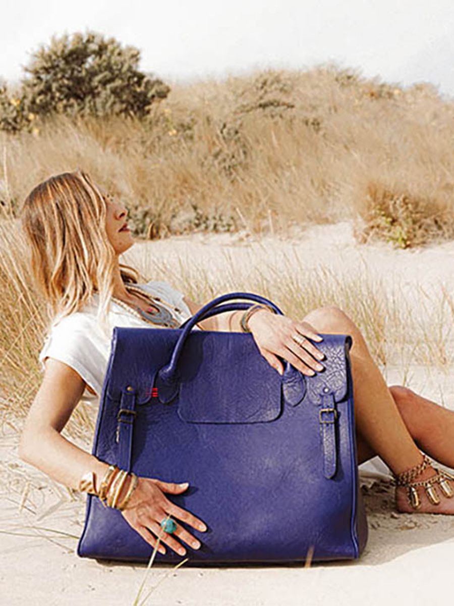 Foto-Vorderansicht-große-Reisetasche-Leder-Herren-blau-Rouen-Delhi-ägyptisch-blau-Paul-Marius-M105-EGB