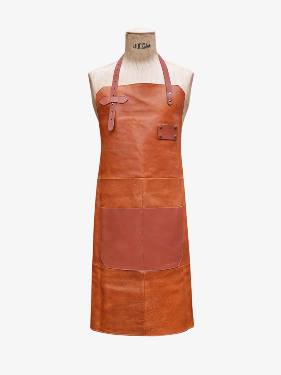 Foto-Vorderansicht-Lederschürze-Gartenarbeit-braun-LeTablier-aus-Naturleder-Paul-Marius-APRON-LEATHER-L
