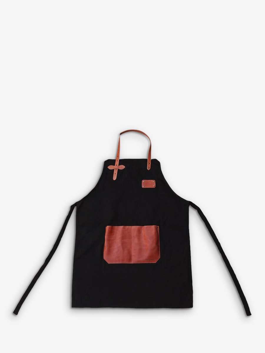 Foto-Vorderansicht-Leder-Gartenschürze-schwarz-LeTablier-noir-Paul-Marius-APRON-B