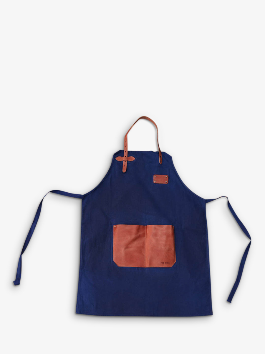 Foto-Vorderansicht-Lederschürze-Gartenarbeit-blau-LeTablier-bleu-marine-paul-marius-apron-db