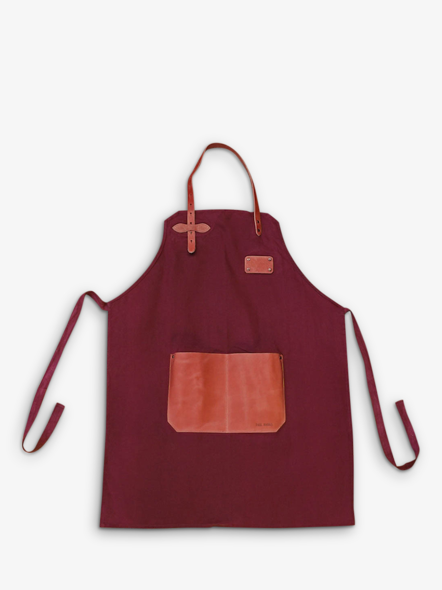Foto-Vorderansicht-Schürze-Leder-Gartenarbeit-rot-letablier-lie-de-vin-paul-marius-apron-dr