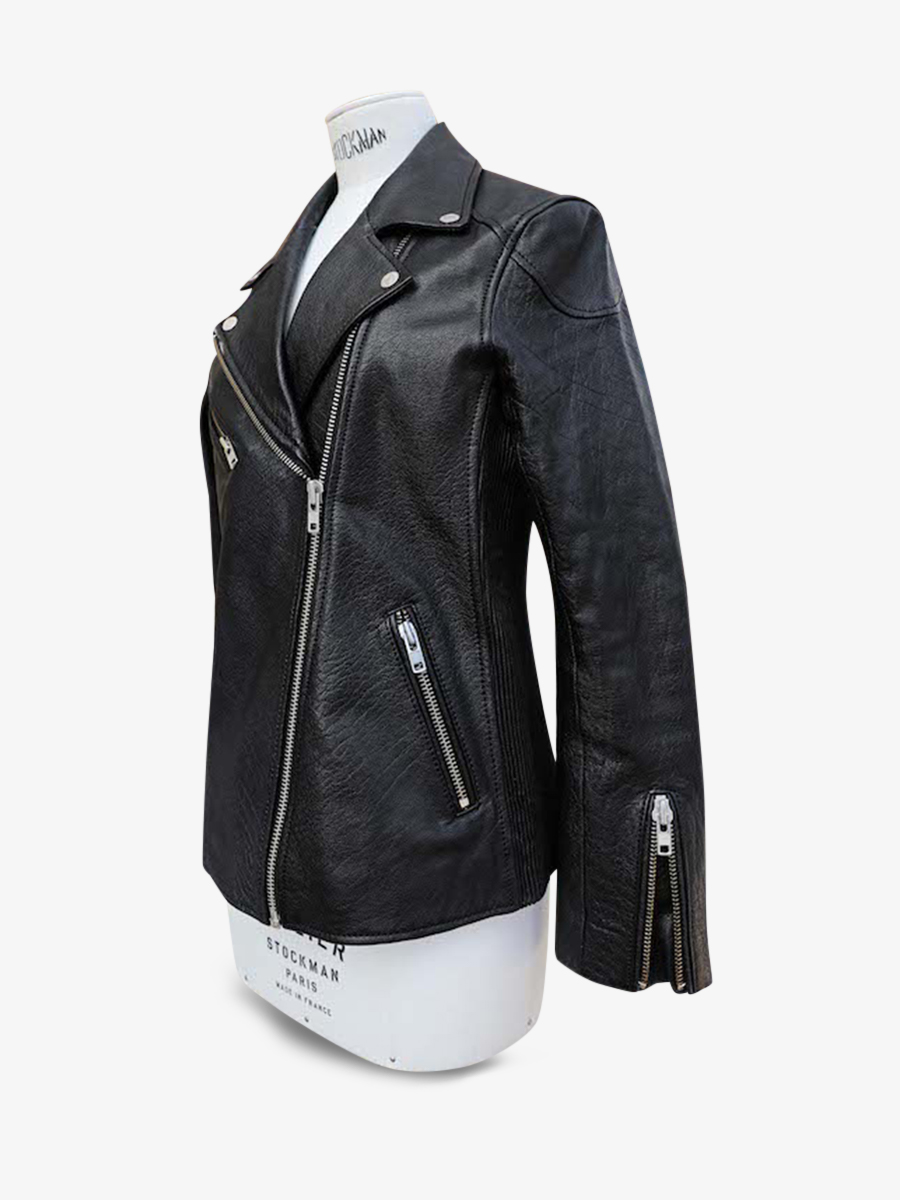 Foto-Seitenansicht-Perfecto-Lederjacke-für-Damen-schwarz-LePerfecto-schwarz-Paul-Marius-wpj-b-s36