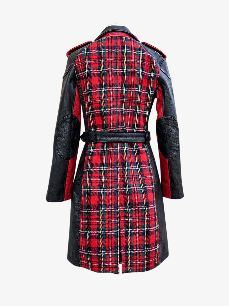 Foto-Rückansicht-Leder-Trenchcoat-Damen-rot-letrench-Tartan-rot-paul-marius-wtc-sco-r-s36