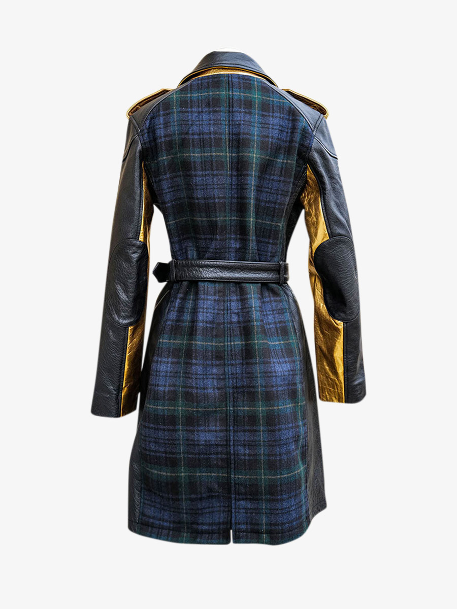 Foto-Rückansicht-Leder-Trenchcoat-für-Damen-grün-LeTrench-Tartan-grün-Paul-Marius-wtc-sco-gr-s36