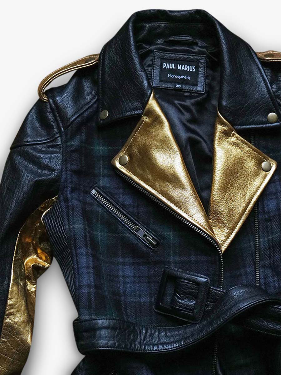 Foto-Innenansicht-Leder-Trenchcoat-Damen-grün-Letrench-Tartan-grün-Paul Marius-WTC-SCO-GR-S36