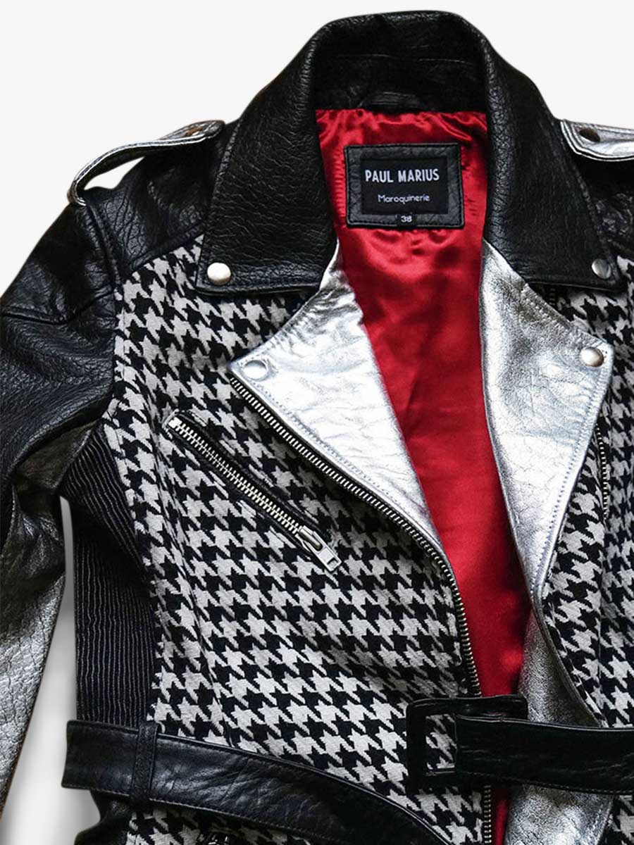 Foto-Innenansicht-Leder-Trenchcoat-Damen-schwarz-weiß-Letrench-Pieddepoule-Paul-Marius-WTC-HS-B-S36