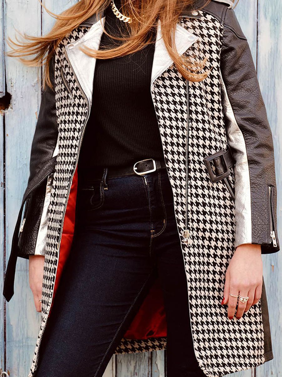 Foto-Vorderansicht-Leder-Trenchcoat-Damen-schwarz-weiß-Letrench-PieddePoule-Paul-Marius-WTC-HS-B-S36