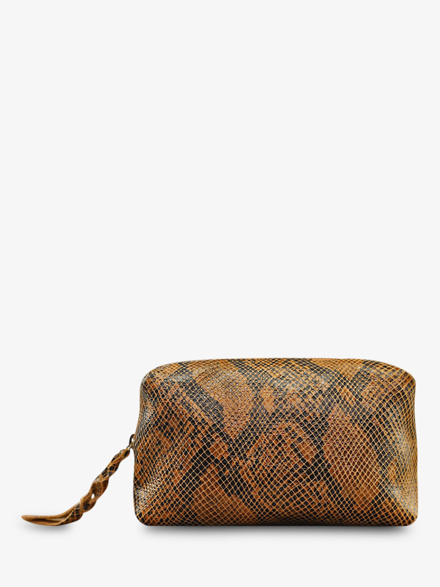 Foto-Vorderansicht-Ledertasche-für-Damen-gelb-Adele-Python-Safran-Paul-Marius-M500-P-Y
