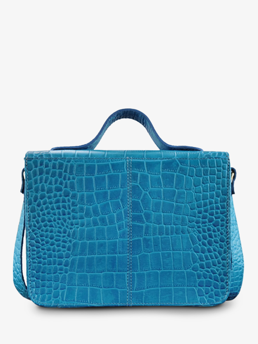 Foto-Rückansicht-Umhängetasche-Leder-Damen-blau-Mademoiselle-George-Alligator-Cocktail-Topas-Paul-Marius-W05-A-Blu