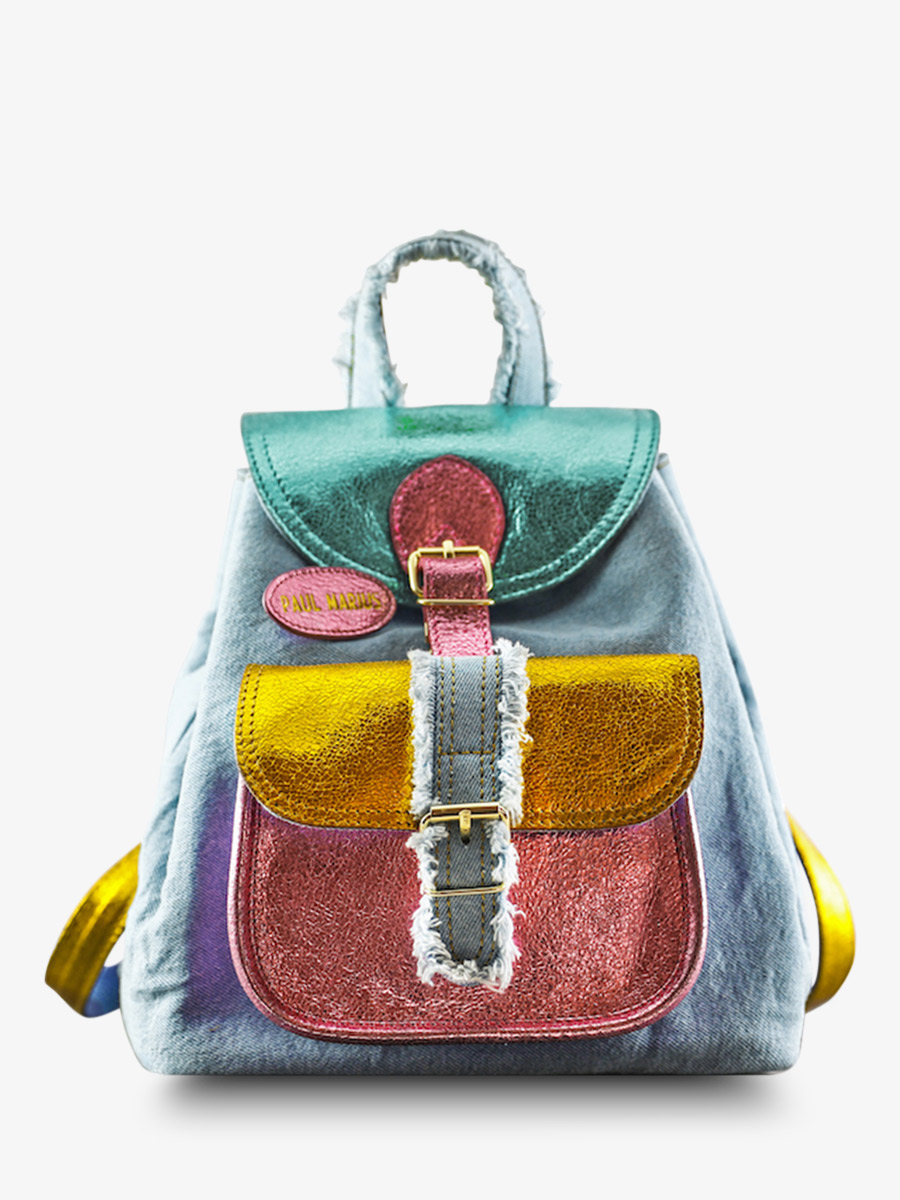 Foto-Vorderansicht-Rucksack-Leder-Damen-LeBaroudeur-90s-Paul-Marius-M40-Denim