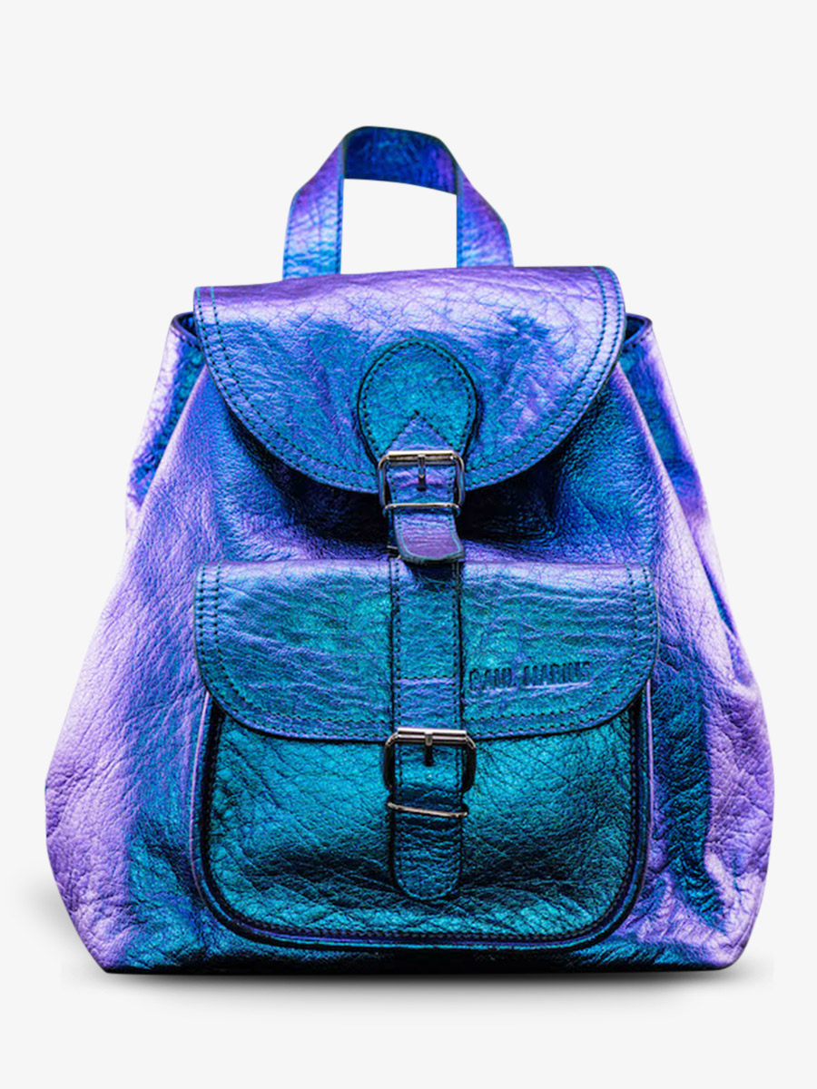 Foto-Vorderansicht-Rucksack-Leder-Damen-blau-LeBaroudeur-Scarabee-Paul-Marius-M40-P-BLU