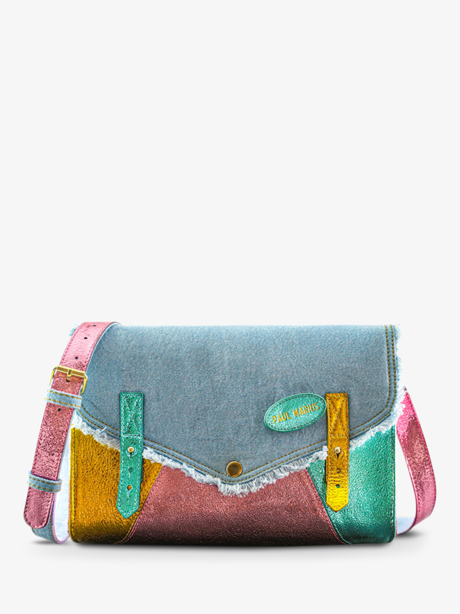 Foto-Vorderansicht-Umhängetasche-Leder-Damen-L'Indispensable-90s-Paul-Marius-W08-Denim