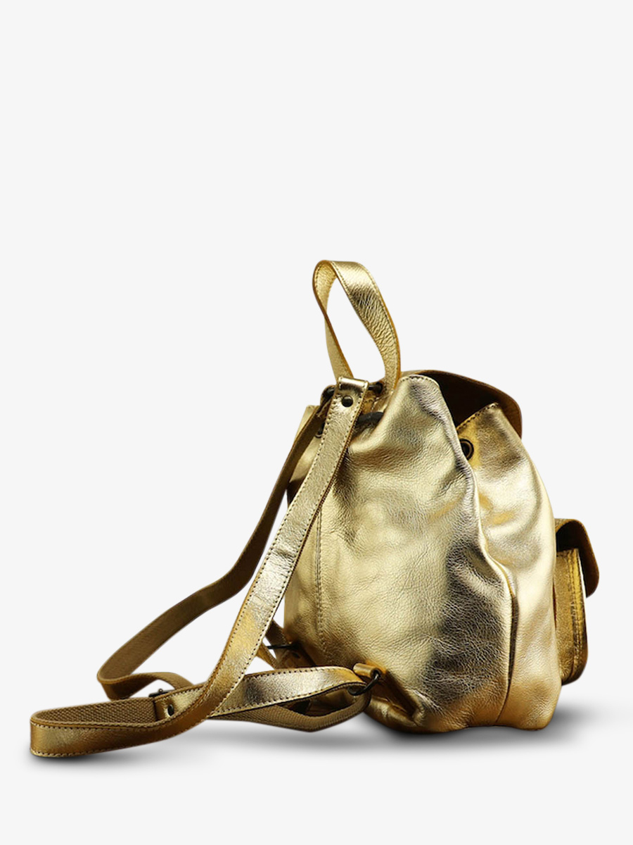 Foto-Seitenansicht-Rucksack-Leder-Damen-golden-LeBaroudeur-golden-Paul-Marius-M40-g