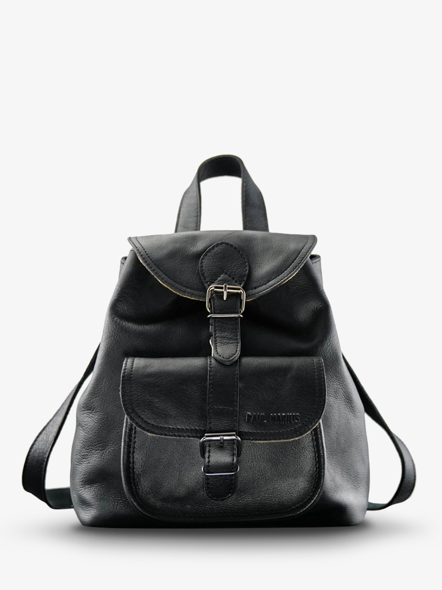 Foto-Vorderansicht-Rucksack-Leder-Damen-schwarz-LeBaroudeur-schwarz-Paul-Marius-M40-B