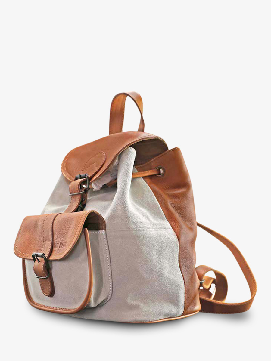 Foto-Seitenansicht-Rucksack-Leder-Damen-braun-beige-LeBaroudeur-Pampa-natur-kreide-Paul-Marius-m39-ol-cr