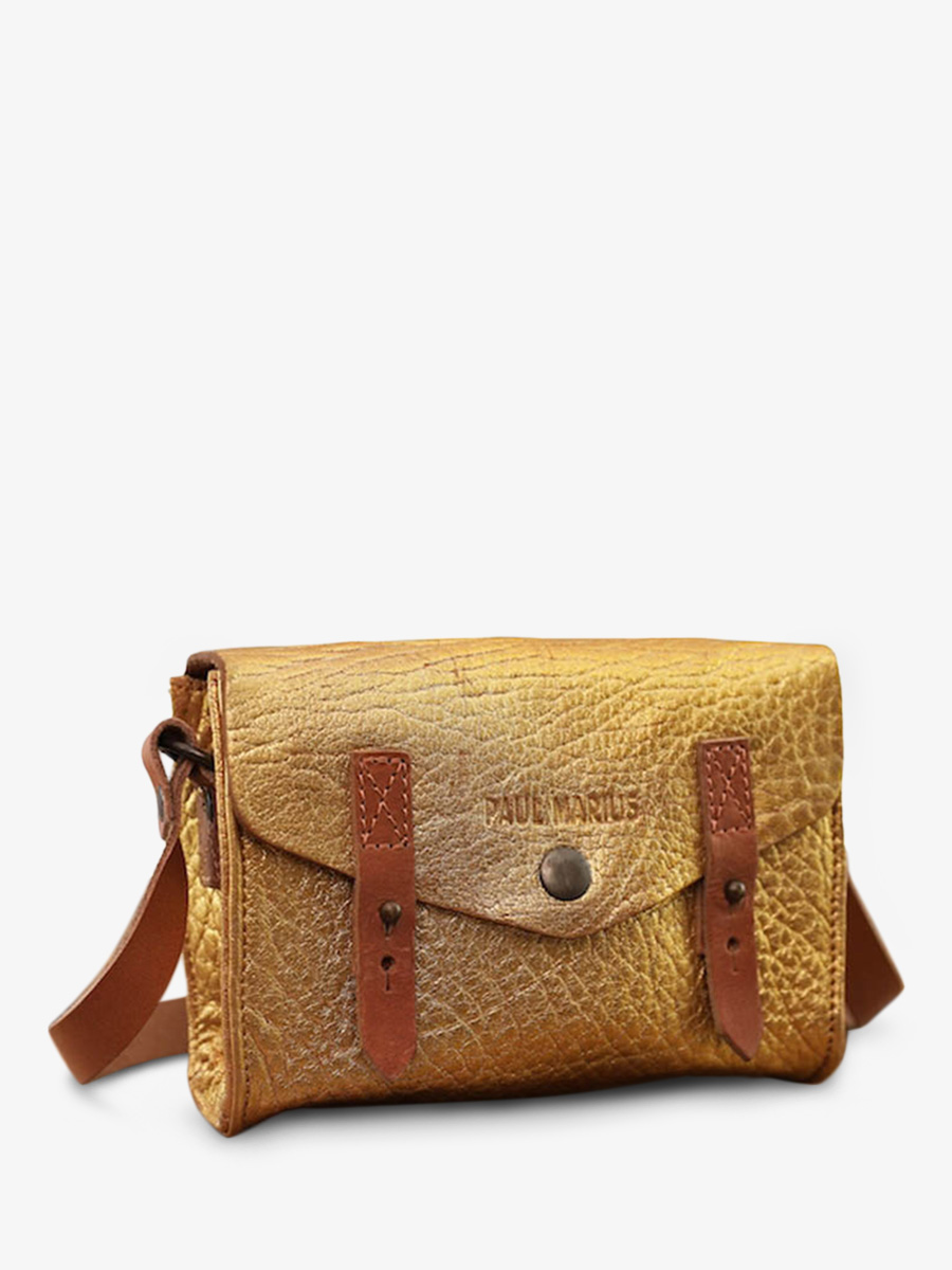 Foto-Seitenansicht-Umhängetasche-aus-Leder-für-Damen-golden-die-goldene-Mini-Indispensable-Paul-Marius-W08S-GD