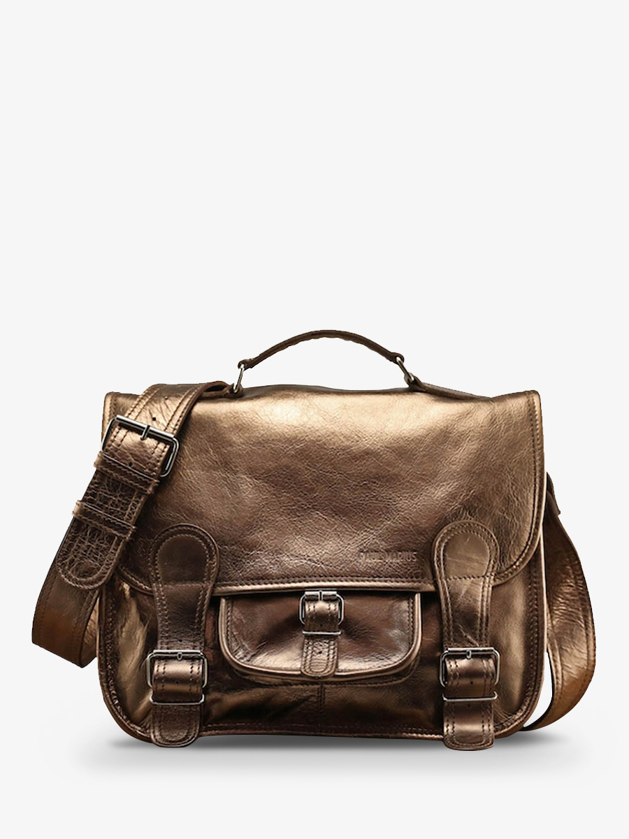 Foto-Vorderansicht-Aktentasche-Leder-A4-13-Zoll-Kupfer-LeCartable-M-Kupfer-Paul-Marius-M01S14-C