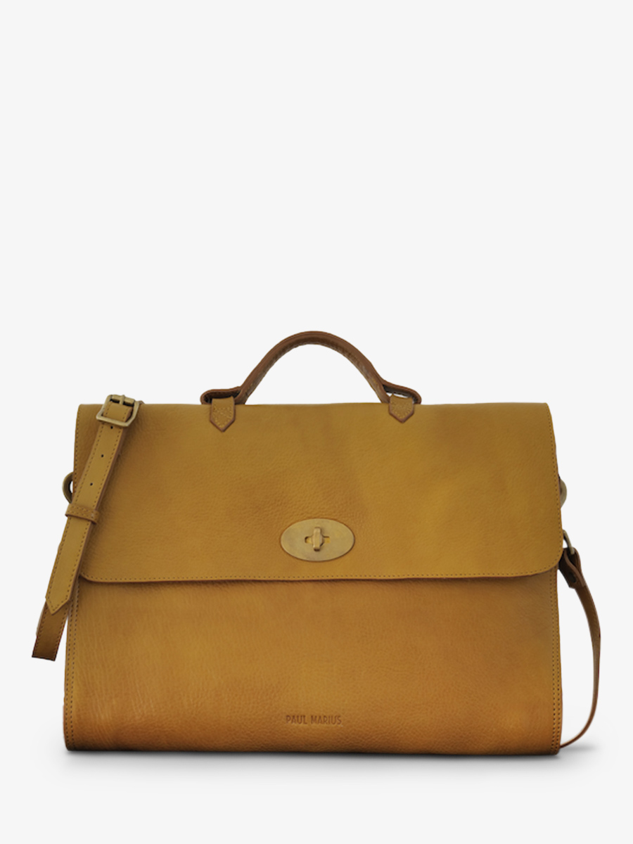 Foto-Vorderansicht-Dokumententasche-Leder-braun-LeColporteur-Honig-Öl-Paul-Marius-M13-ODY