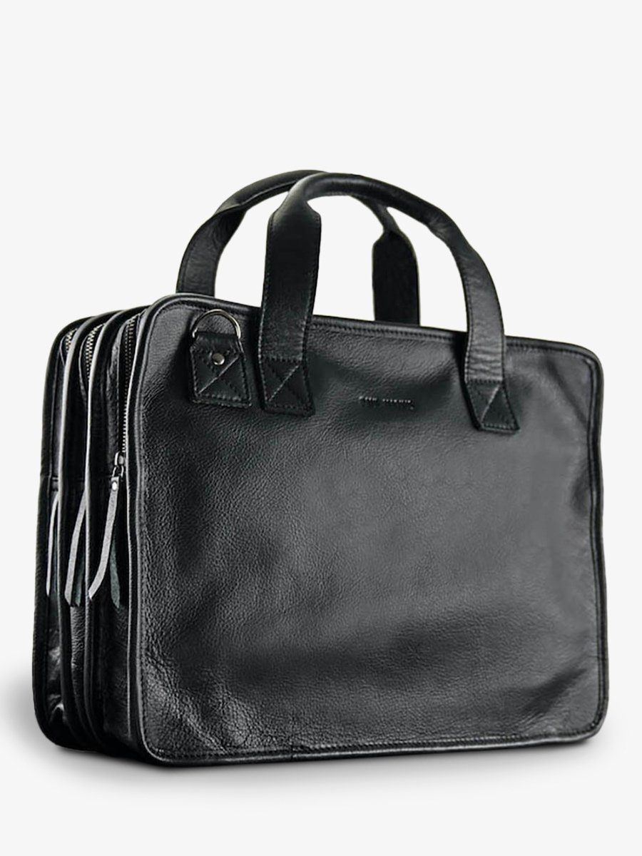 Foto-Vorderansicht-Aktentasche-Leder-Herren-schwarz-LeConquérant-schwarz-Paul-Marius-B01-B