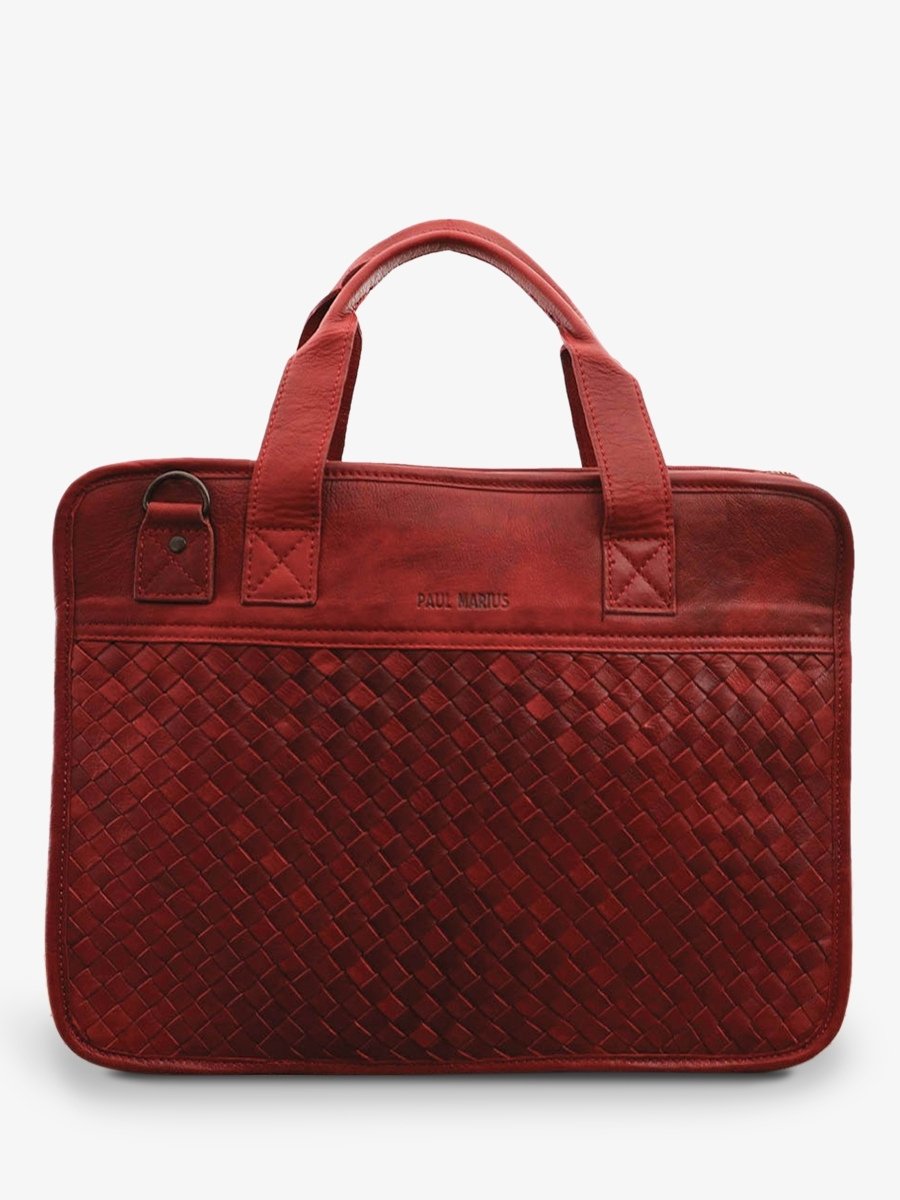 Foto-Vorderansicht-Aktentasche-Leder-Herren-rot-LeConquérant-Tresse-rouge-Paul-Marius-B01W-R