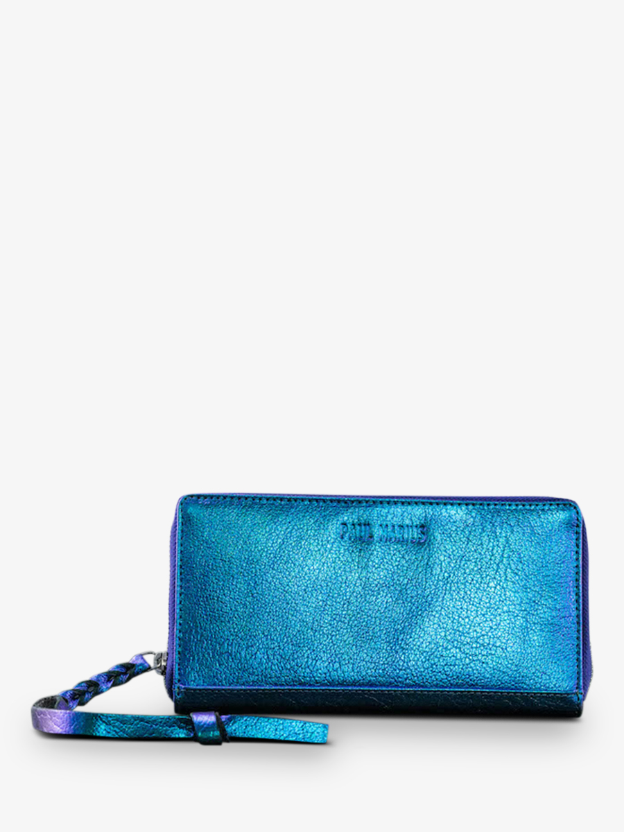 Foto-Vorderansicht-Brieftasche-Leder-Damen-blau-LePortefeuille-Charlotte-Scarabee-Paul-Marius-M63-P-Blu