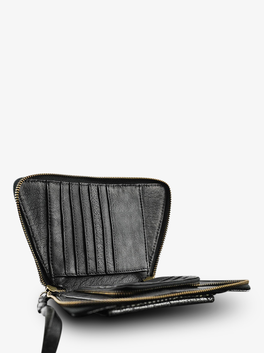 Foto-Innenansicht-Brieftasche-Leder-Damen-silber-schwarz-LePortefeuille-Emma-Python-silber-schwarz-Paul-Marius-W24-P-S-B