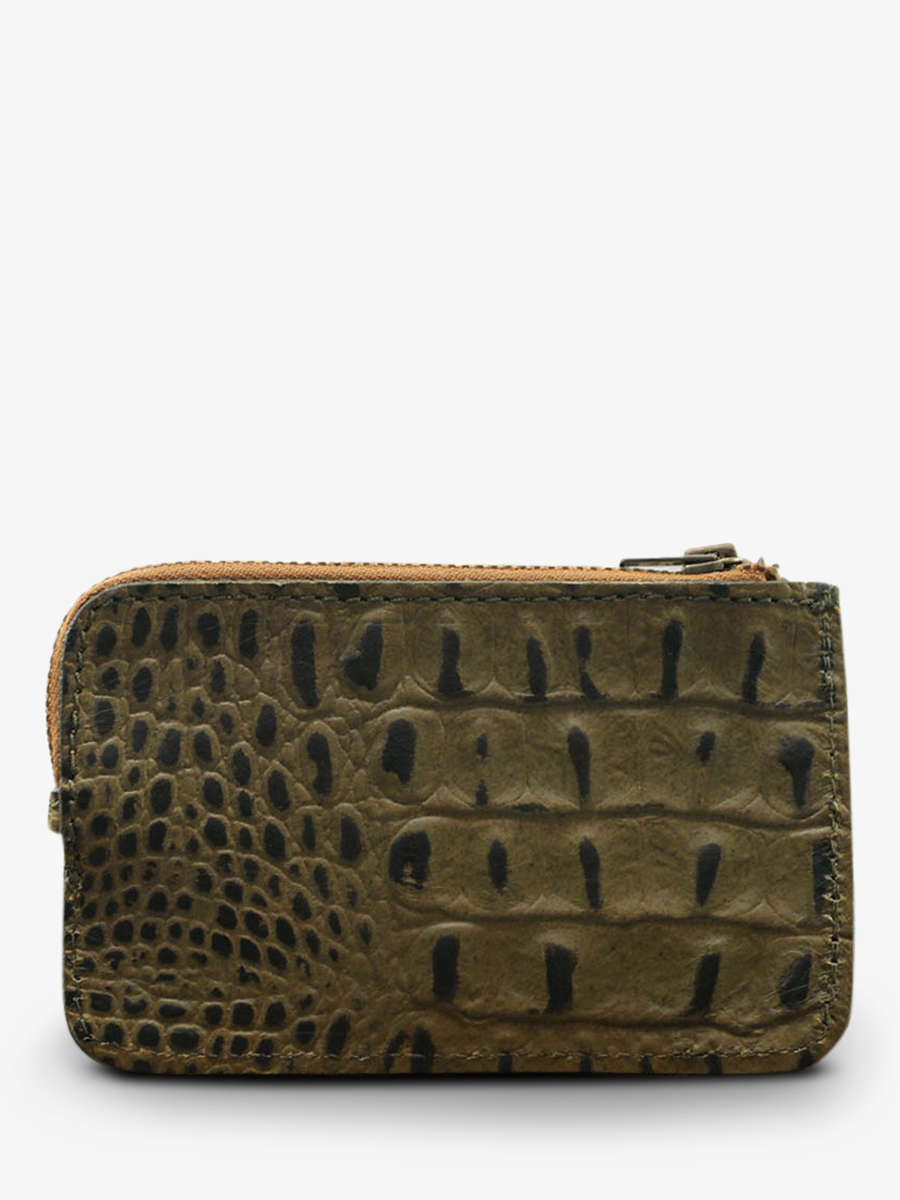 Foto-Rückansicht-Lederbrieftasche für Herren-khaki-LePorte-monnaie-augustin-caiman-kaki-paul-marius-m68-c-k