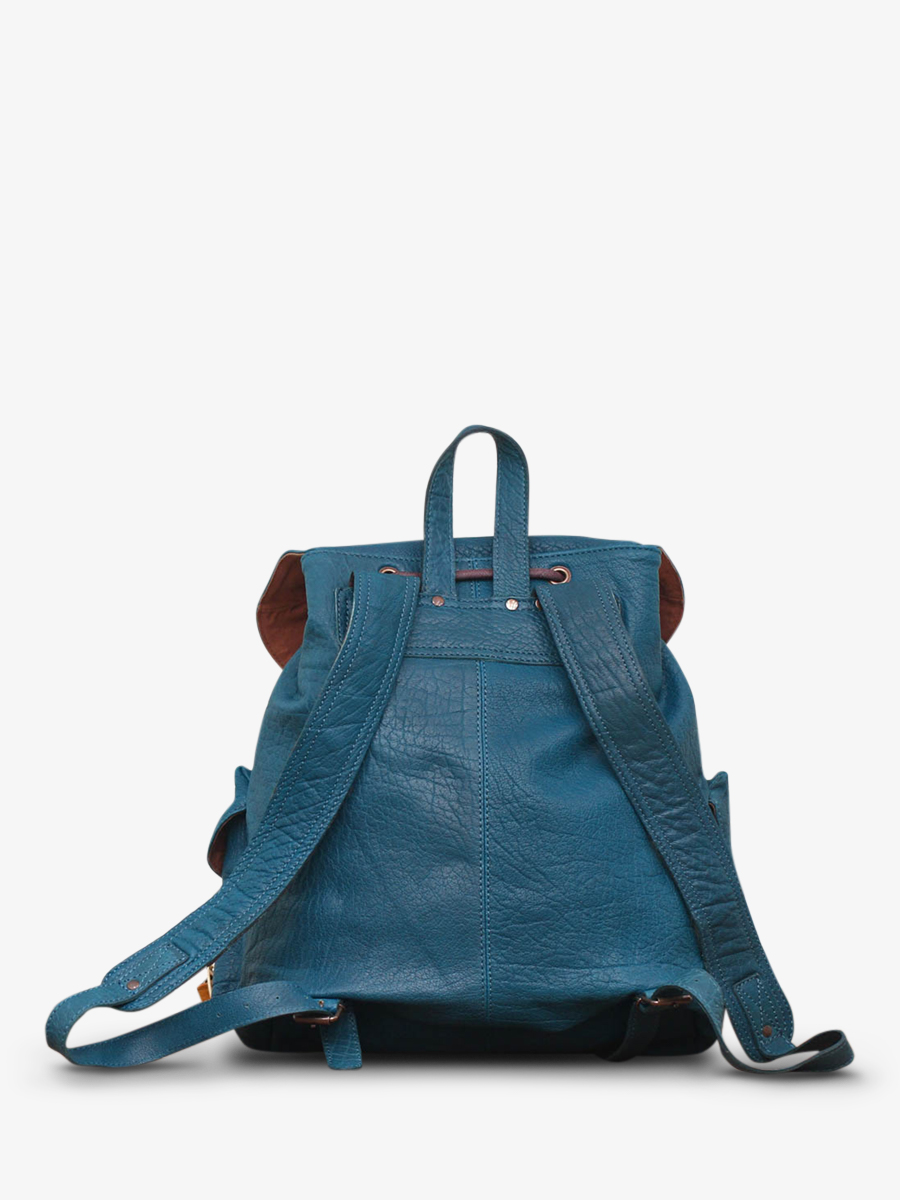 Foto-Rückansicht-Rucksack-aus-blauem-Leder-Le Meridien-Poolblau-Paul Marius-M38-Blu