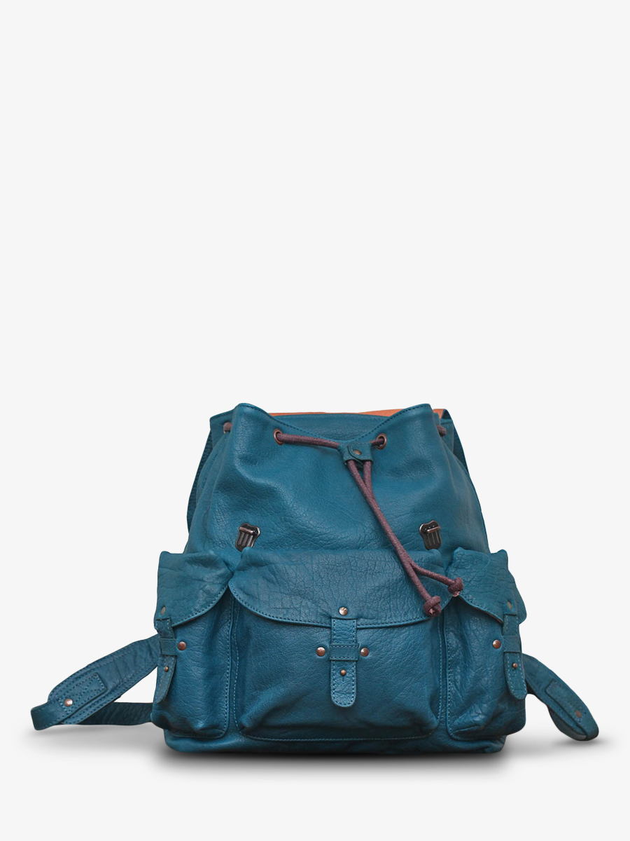 Foto-Innenansicht-Rucksack-aus-blauem-Leder-Le Meridien Bleu-Pool-Paul Marius-M38-Blu