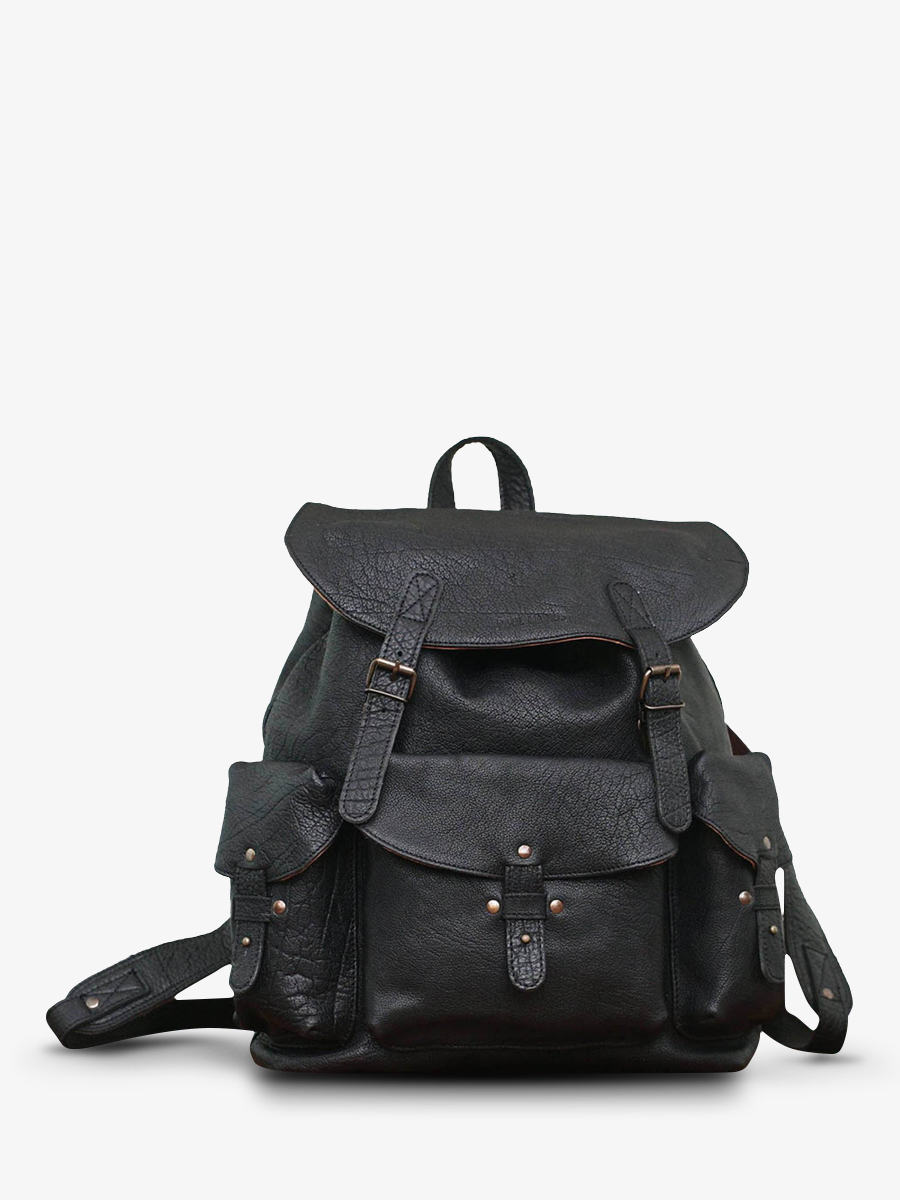 foto-ansicht-von-vorne-rucksack-aus-schwarzem-leder-lemeridien-noir-paul-marius-m38-b