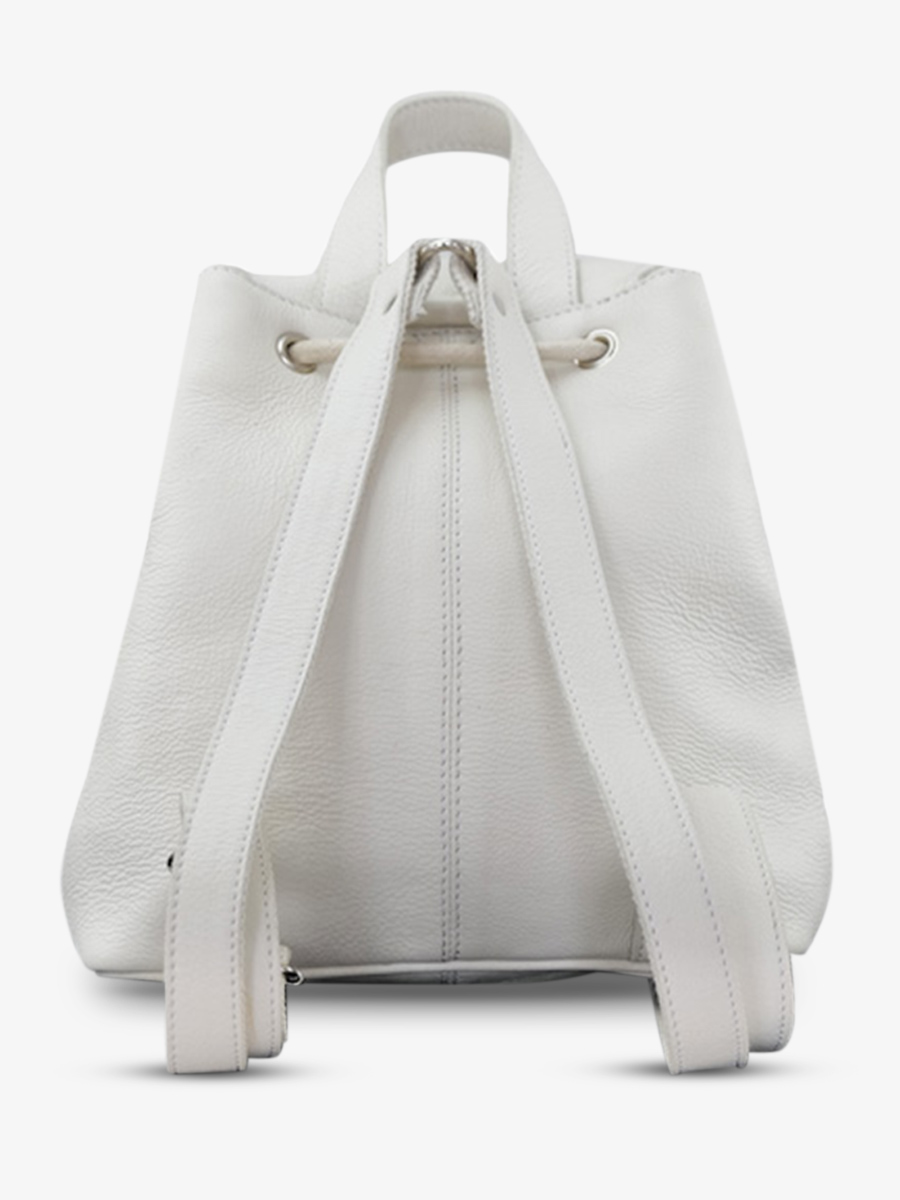 Foto-Rückansicht-Lederrucksack-Damen-blau-weiß-LeBaroudeur-Côte Ouest-Mariniere-Paul Marius-M40-CNV-BLU-W