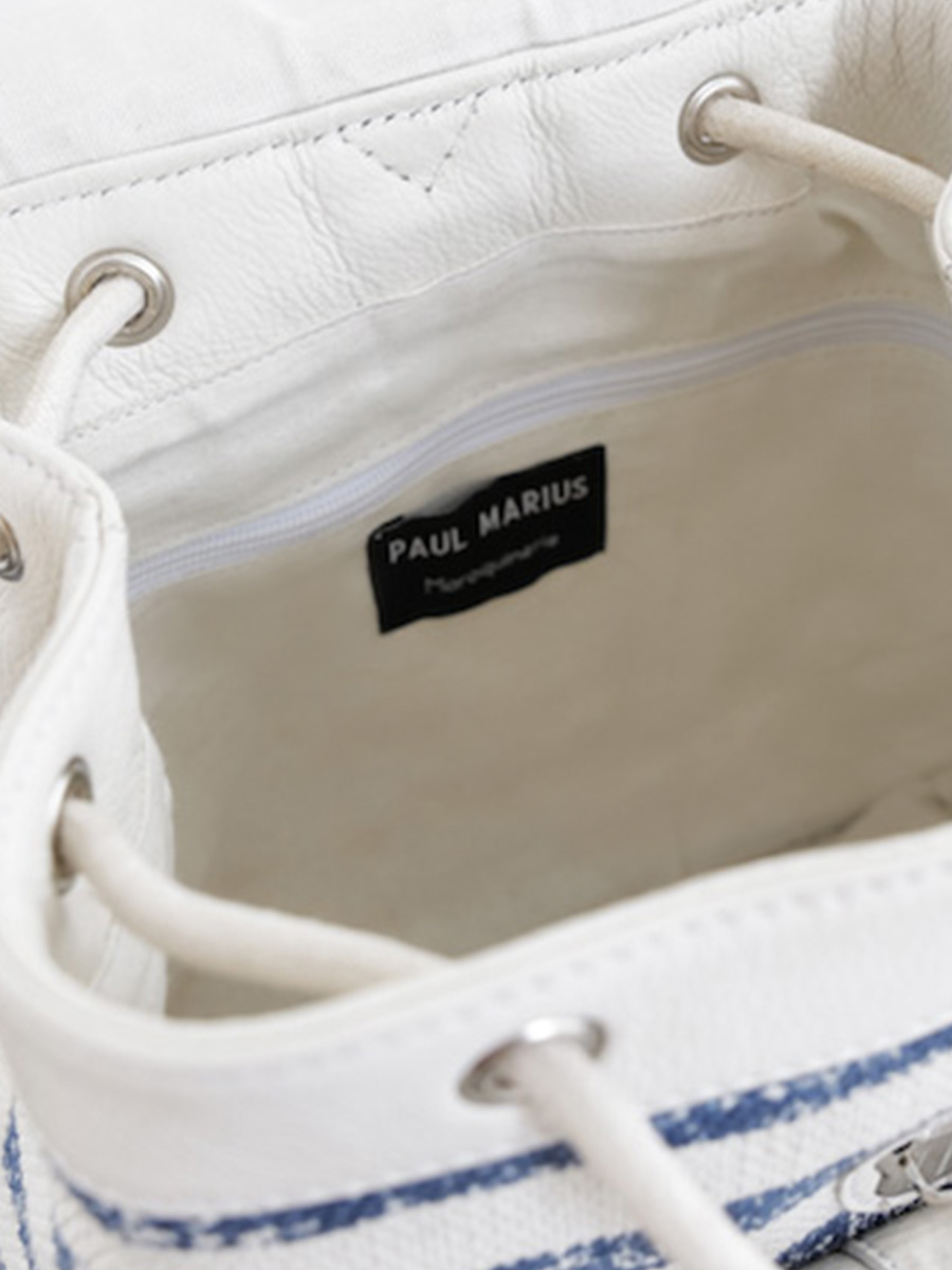 Foto-Innenansicht-Rucksack-Leder-Damen-blau-weiß-LeBaroudeur-Côte Ouest-Matrosen-Paul Marius-M40 CNV-blau-w