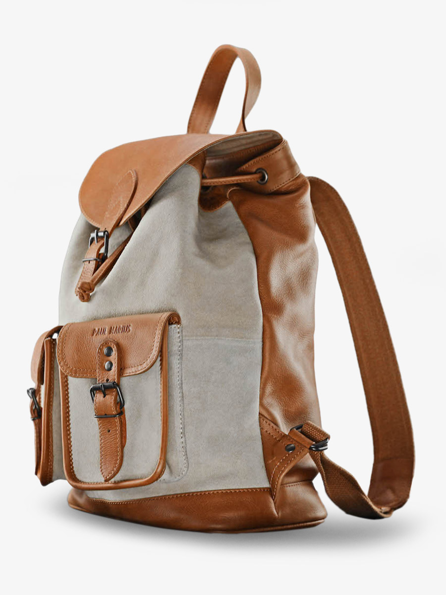 Foto-Seitenansicht-Rucksack-aus-Leder-braun-beige-LeChampêtre-Pampa-naturfarben-kreidefarben-paul-marius-m36-ol-cr
