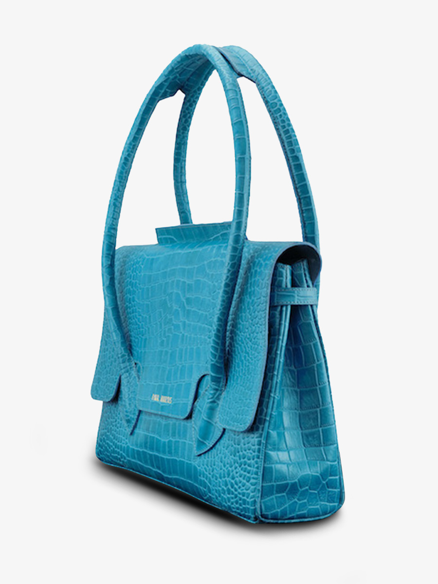 Foto-Seitenansicht-Handtasche-Leder-Damen-blau-Colette-M-Alligator-Cocktail-Topas-Paul-Marius-W28M-A-BLU
