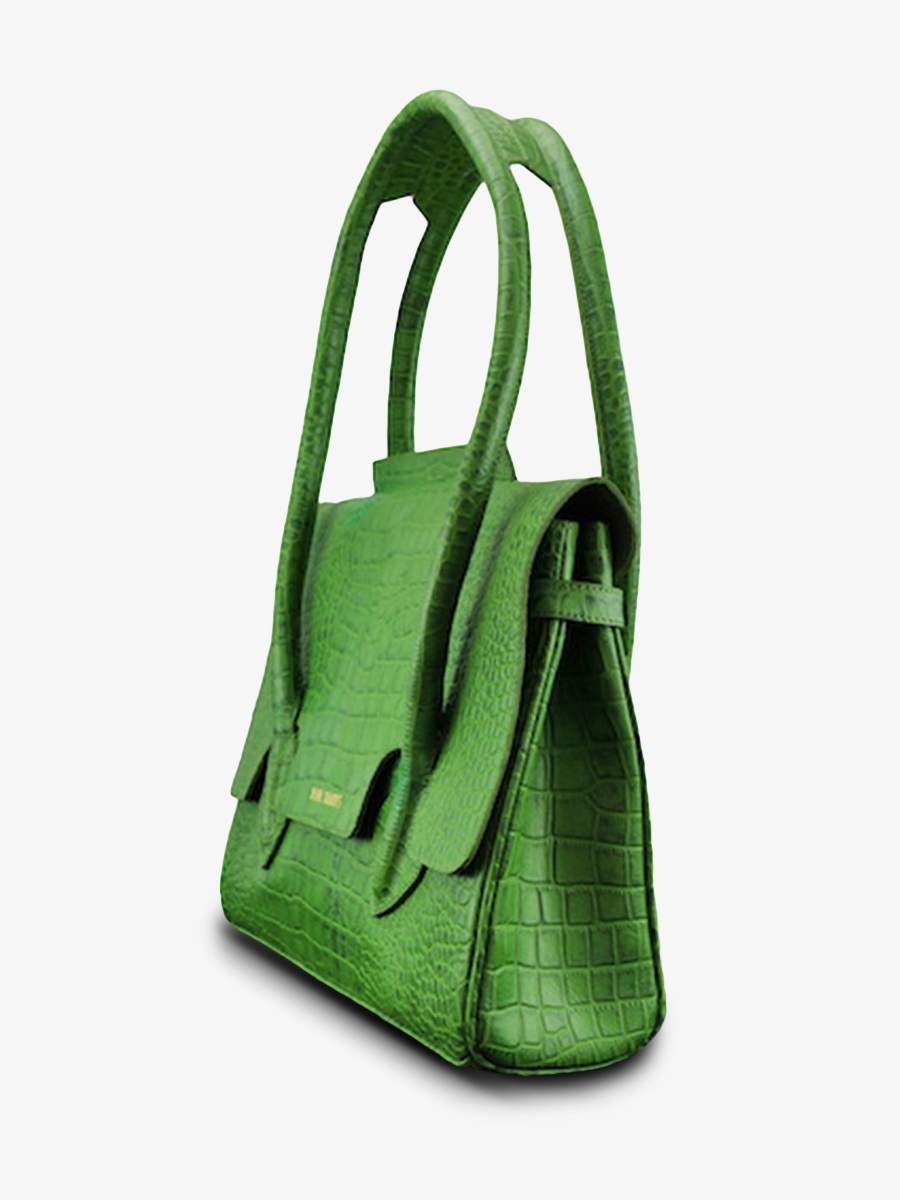 Foto-Seitenansicht-Handtasche-Leder-Damen-grün-Colette-M-Alligator-Cocktail-Jade-Paul-Marius-W28M-A-GR
