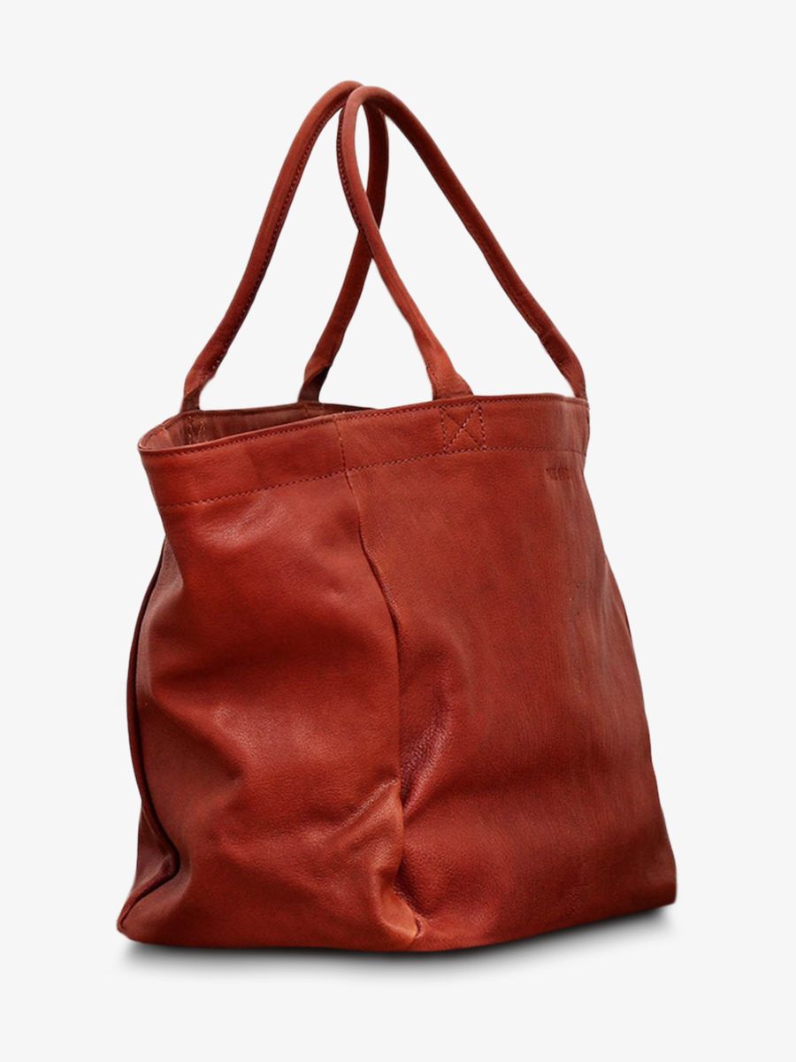 Foto-Seitenansicht-Einkaufstasche-Leder-Damen-Paul Marius-braun-MonPartenaire-M-braun-Paul Marius-M300M-MB