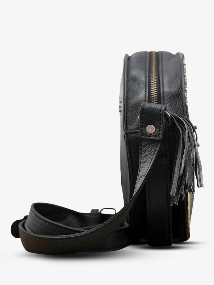 Foto-Seitenansicht-Umhängetasche-Leder-Ron-Damen-schwarz-Monprecieux-Python-schwarz-Paul-Marius-W18-P-B