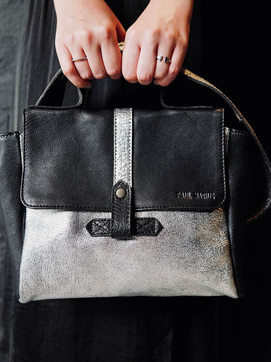 foto-tragetasche-umhängetasche-leder-dame-silber-schwarz-lecorneille-silber-schwarz-paul-marius-w23-s-b