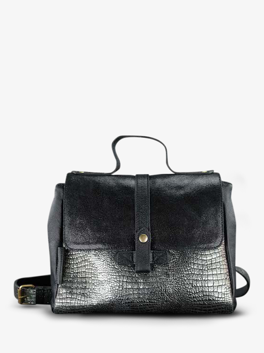 Foto-Vorderansicht-Umhängetasche-Leder-Damen-LeCorneille-Onyx-Paul-Marius-W23-Onyx