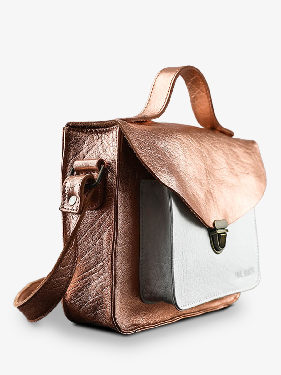 Foto-Seitenansicht-Umhängetasche-Leder-Damen-rosa-gold-weiß-Mademoiselle-George-Gold-rosa-weiß-Paul-Marius-W05-G-PI-W