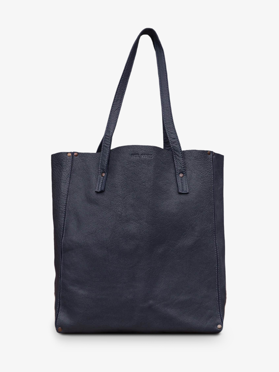 Foto-Vorderansicht-Ledertasche-für-Damen-blau-Leffronte-L-bleu-encre-paul-marius-w11-db