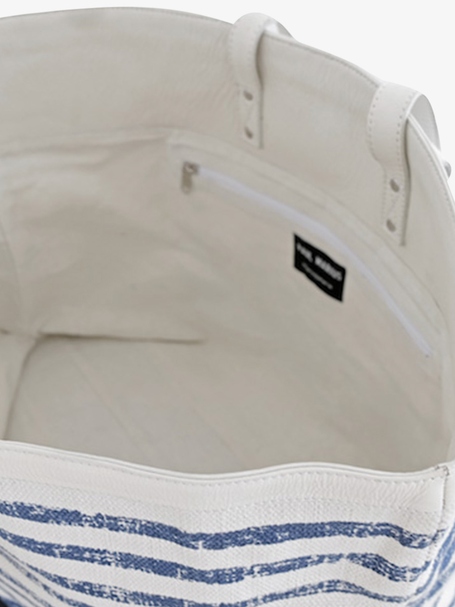 Foto-Innenansicht-Strandtasche-blau-weiß-Dune-Côte-Ouest-Mariniere-Paul-Marius-M25-CNV-BLU-W