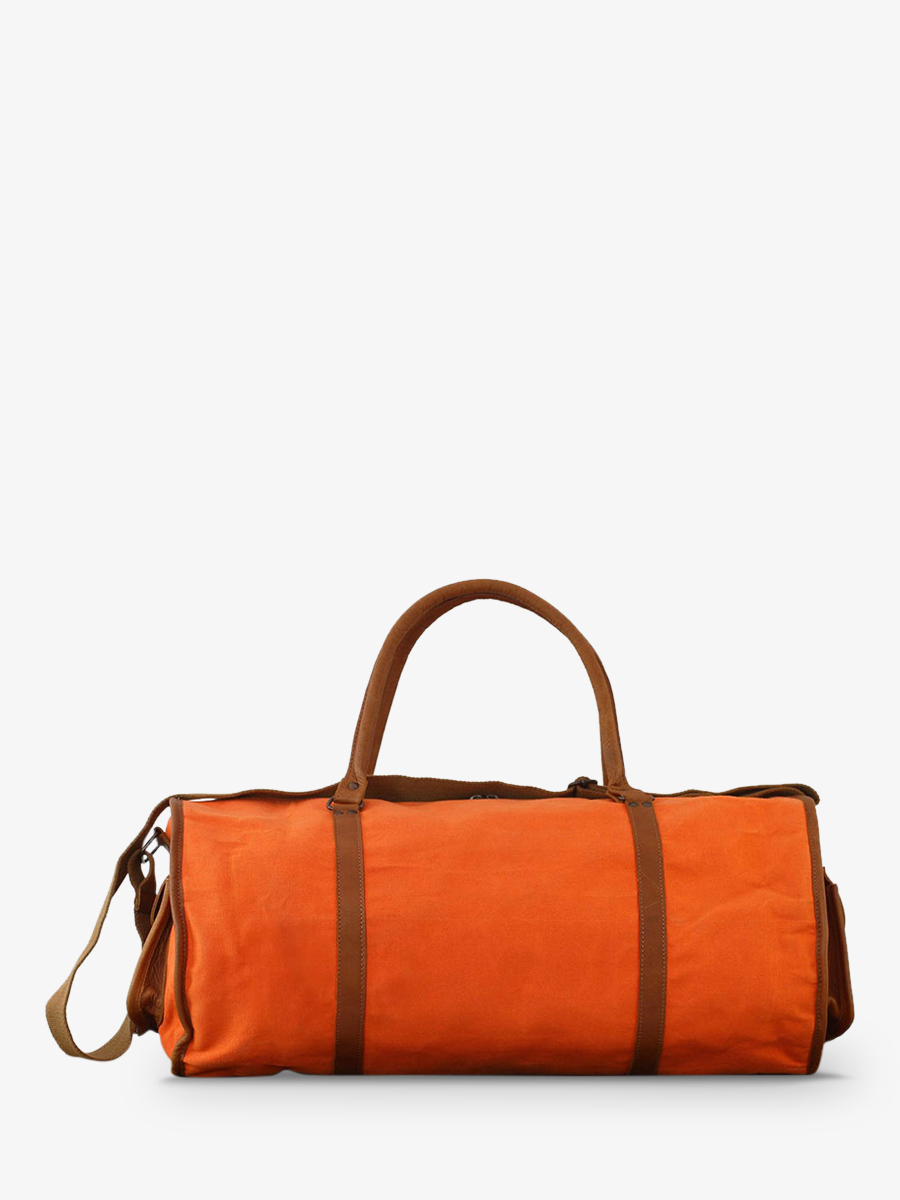 Foto-Seitenansicht-Reisetasche aus Leder orange LeVoyageur Toile XL orange Paul Marius M08S60 OC